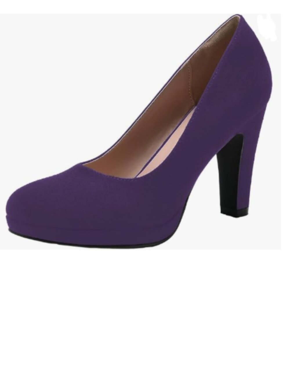 miss left Purple Low Platform Chunky High Heel Slip On Closed Round Toe Pump